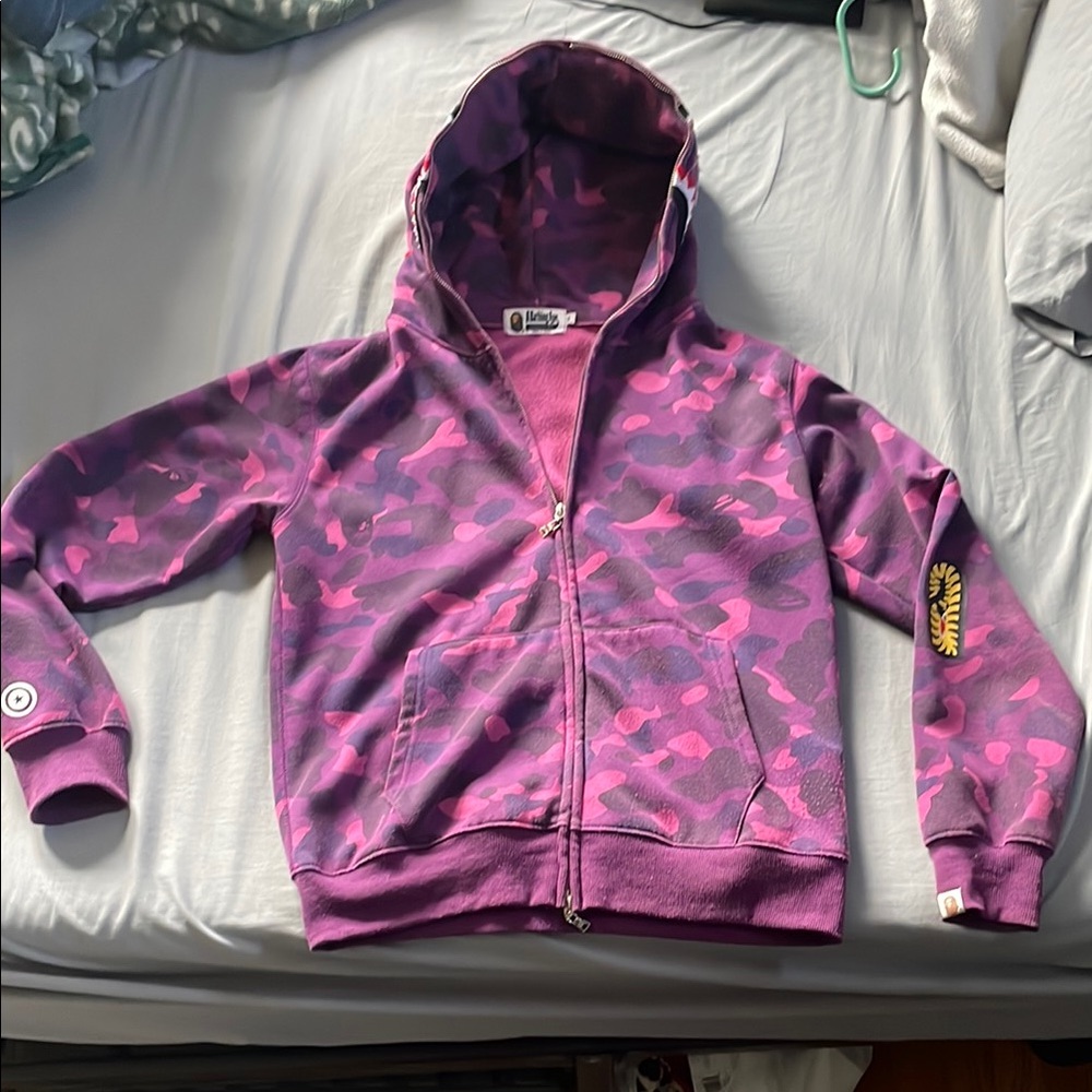 Bape Kids Camo Hoodie - Purple and Pink